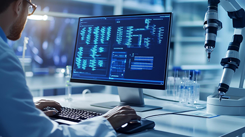 man having a scrutinize at computer