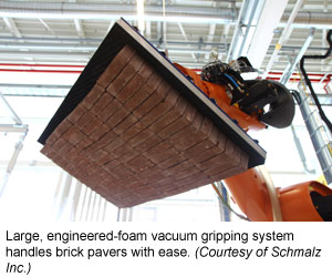  Large, engineered-foam vacuum gripping system handles brick pavers with ease (Courtesy of Schmalz Inc.)